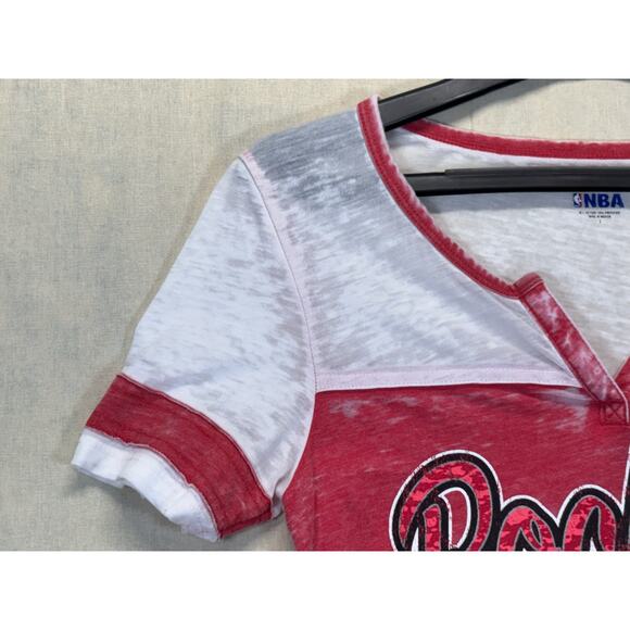 Houston Rockets Women’s V-Neck Burnout Tee 5th & Ocean by New Era Sz S - Picture 9 of 16